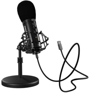 Genesis Radium 600 G2 USB Mikrofon Kondensator mit Nierencharakteristik, Studio Mikrofon für Streaming, Podcast, Gaming und Office, USB-C, Kopfhöreranschluss 3,5 mm, Mute-Taste, Gain-Regler, Stativ