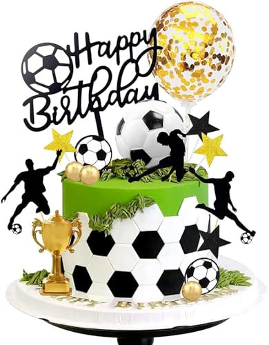 SSKHE 28PCS Football Cake Decorations,Football Cake Topper,Birthday Cake Cupcake Topper,Football Party Decorations for Kids Boys Men Sports Theme Birthday Football Party Supplies