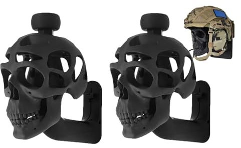 Generisch Totenkopf Motorradhelm Halterung Wand | 2 Stück Totenkopf Motorradhelm Ständer | Motorradhelme Wandhalterung Gothic Deko | Skelett Ausstellungsständer, Home Deko, Zubehör für Motorrad Helme