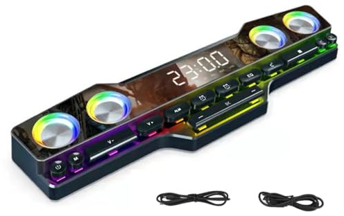 Plyisty PC Speaker, Keyboard Shaped Bluetooth Speaker, RGB Gaming Soundbar, 3.5mm Aux/USB/TF Card Playback Computer Speakers, for Laptop/Desktop/Smartphone