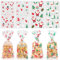 ORTAVA Plätzchentüten Weihnachten, 50 Stück Weihnachten Kekstüten mit 50 Stück Twist Krawatten, 13cm x 27cm 4 Stile Cellophantüten, Weihnachtstüten zum Befüllen für Schokolade Bonbons Kekse
