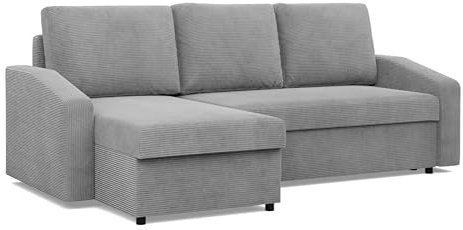 Mebligo - Ecksofa mit Schlaffunktion und Bettkasten 231 x 140 x 85 cm NEO Kollektion, Wohnlandschaft, Sofa L Form, Universal (Links und Rechts), Wohnzimmer Couch, Hellgrau