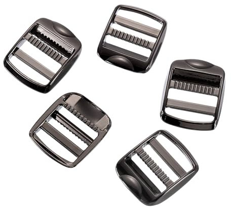 sourcing map Metal Ladder Lock Slider, 5Pcs 3/4 - Zinc Alloy Buckle Adjuster Webbing Strap Release Buckles for Backpack Strap Accessories Replacement (Gunmetal)