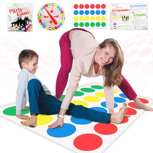 Twisting Game for Kids Families Floor Mat Game With Spinner Balance Lawn Games Camping Funny Game Pad Party Puzzle Game Easter Indoor Outdoor Birthday for Children Adults Team Family Party Gathering