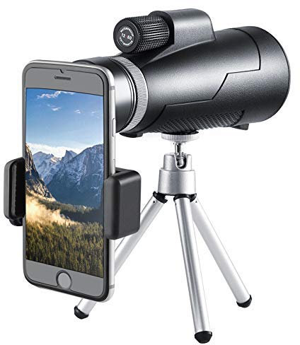 UHJKLA Monoculaire Portable 12X50 étanche avec Support pour Smartphone, trépied, Prisme BAK4, Jumelles, Grand oculaire, Lunette d'observation pour l'observat