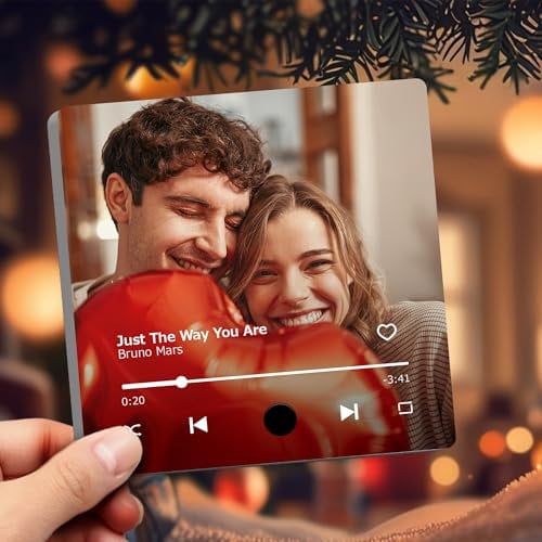 SpecialOnly Customised Music Fridge Magnets with Album Cover&Photo - Personalised Music Fridge Magnet with Built-in Player - Musical Fridge Magnets Gifts for Couples & Music Lovers