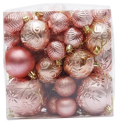 50x Weihnachtskugeln Verschiedene Baubles Weihnachtsschmuck Weihnachtsdeko für Hochzeitsfeier, Roségold