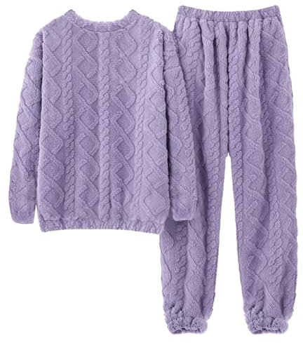 Meaunzyl Pigiami Due Pezzi da Donna Pigiama in Pile Pigiama Caldo Pigiami Due Pezzi Stitch Felpa Manica Lunga Completo Pigiama Invernale Set da Salotto Curvy per La Casa con Felpa E Pantaloni
