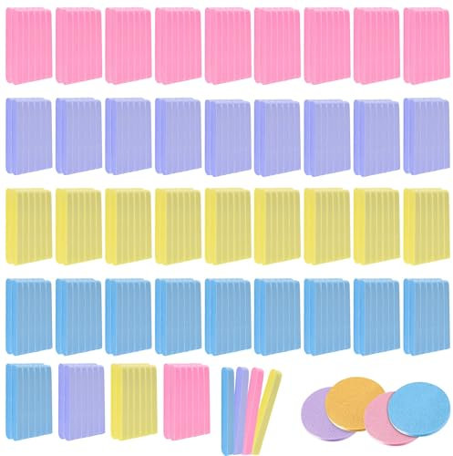 480 Pcs Compressed Facial Sponges Round Face Cleansing Sponge Bulk Disposable Exfoliating Sponges Pads for Estheticians Women Spa Travel Wash Makeup Removal, 4 Colours
