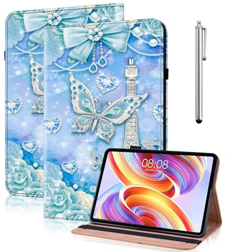 YiChZhe Hülle für Amazon Fire HD 10 & Fire HD 10 Plus(10,1 Zoll,13th/11th Gen,2023/2021),PU Leder Dünne Schutzhülle mit Kartenfach,für HD 10 Kids&Kids Pro-Schmetterlingsturm