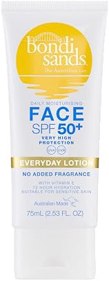 Bondi Sands SPF 50+ - Gesichtslotion - Face Lotion - Inhalt: 75 ml - 72h Feuchtigkeit - Mit Vitamin E - Auch für sensible Haut geeignet - Lichtschutzfaktor 50+