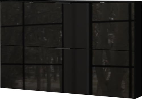 Germania Schuhschrank GW-Valega 2620-83, in Schwarz, mit Glasfronten, 140 x 85 x 19 cm