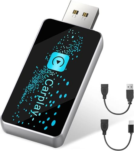 DSGKUU Adattatore wireless CarPlay per iPhone, converte cablato in wireless CarPlay Ampia compatibilità per auto 2016, compatibile con iPhone iOS 11+, Plug & Play