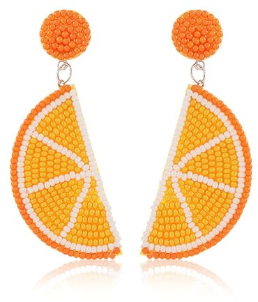 FloralGrace Fruchtohrringe für Frauen Niedliche Orange Erdbeere Perlen Fruchtohrringe Mode Handgemachte Perlen Tropfen Ohrringe Bohemia Statement Fruchtohrringe