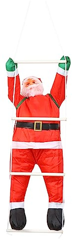TOPPERFUN Weihnachtsmann Hängedeko mit Leiter Langlebig Sicher für Innen Außen Hotel Restaurant Weihnachtsdeko Party Festlich
