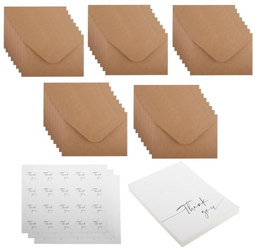 SenaiMy Bedankjes Cadeaus, 40 Stuks Kraftpapier Bedankkaartenset met Enveloppen & Stickers, 16 X 11 cm Gevouwen Bedankkaart voor Vrouwen, Mannen, Familie, Vrienden & Collega's