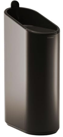 COSMIC Flat Papelera de Baño y Cocina Compacta Con Apertura Mediante Pulsador de Diseño Ovalado y 2,5L de Capacidad. Cubo de Basura Con Tapa Pequeño para Aseo de Color Negro Mate