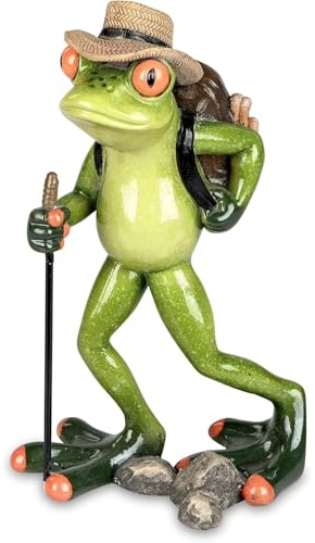 Home of Christmas Frosch Figuren | Lustige handbemalte Dekofigur Polyresinoriginelle | Geschenkidee für Sammler & Humor-Fans (Frosch Bergwanderer / 16,5x9x8 cm)