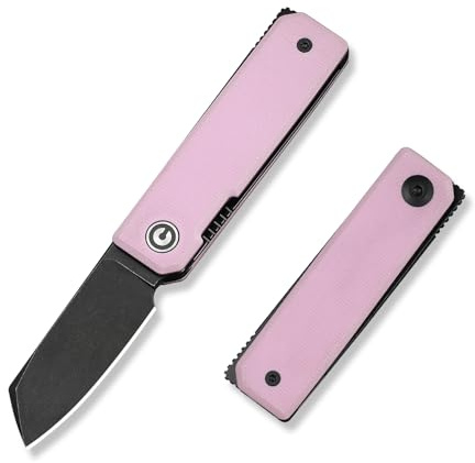 CIVIVI Kukei Mini Taschenmesser, Klappmesser mit 5,12 cm Nitro-V Klinge | G10 Griff, EDC Messer mit Lederscheide, Frontflipper Öffnung C25036-1