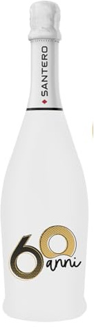BRANDGIFT.IT Bottiglia Personalizzata Compleanno Santero 958 Spumante Extra Dry Perlage Floreale Bottiglie Personalizzate Anni Compiuti Ottimo Regalo Per Brindisi Originali (ORO, 60 ANNI)