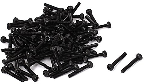 Sourcingmap M1.6x10mm 12.9 Alloy Steel Screw Cap Point Hex Socket Screws Bolts Black 100pcs
