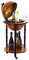 Riesiger Barwagen 33001 R, mit massiven Eukalyptusholz Säulen, in Antikbraun geöffnet 100 cm hoch und 44 cm breit, mit Rollen, antike Weltkugel Globusbar, Bartisch, Hausbar, Barwagen, Weltkugel
