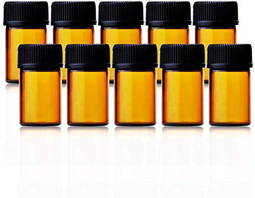20 Botellas de aceites Esenciales Amorores, 1 ml/2 ml/3 ml/5 ml, Color marrón, Botellas de Cristal, Mini ampollas para aceites Esenciales, Botellas de Cristal marrón