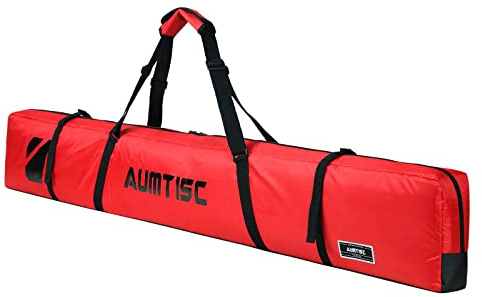 AUMTISC Borse per kit da sci Borsa da viaggio singola per sport invernali Imbottita per trasportare gli sci Tasca per attrezzi con manico regolabile 170 185 cm