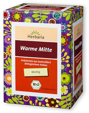 Herbaria Warme Mitte Tee bio 15FB – 100% Bio-Kräutertee im Filterbeutel – perfekte Kräuterteemischung, für wohlige Wärme von Innen – natürlich wohltuender Teegenuss