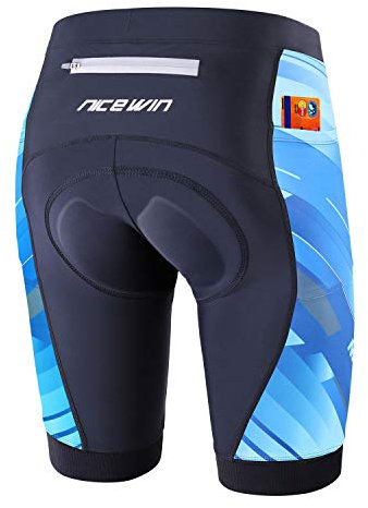NICEWIN Radlerhose Damen mit Sitzpolster 4D Gepolstert Fahrradhose kurz Sporthose Atmungsaktive Schnell Trocknende Stoßfeste Radlershorts Damen,M,Blau