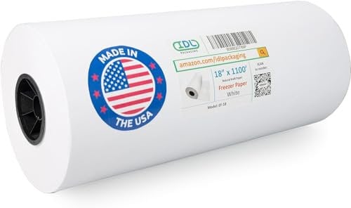 IDL Packaging 18 x 1100' Freezer Paper Roll for Meat and Fish – Plastic Coated Freezer Wrap for Maximum Protection – Safer Choice Than Wax Paper – Wrapping and Freezing Food