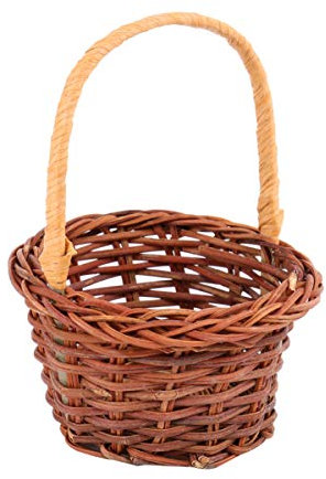 Healifty Mini panier tissé avec poignée - Petit panier en osier tissé à la main - Pour plantes, fleurs, œufs, nourriture, fruits - Pour enfants - Maison de poupée, fête d'anniversaire - 8 x 5 cm