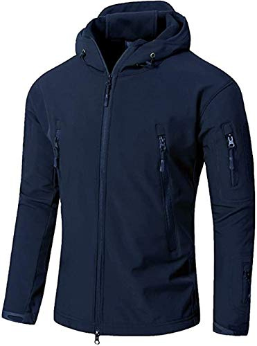 VADOOLL Herren Taktische Jacke Softshell Fleece Kapuzen Outdoor Mantel Warme Winterjacke Militär Softshell Taktische Jacke (Nvay Blue,3XL)