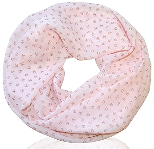 Loopschal Schlauchschal mit Maritim muster Schal Rundschal Weich Soft Anker Beacon Leuchtturm Rettungsring Anchor Nautisch Halstücher (Frühling & Sommer-09#)