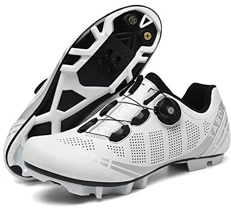 Uhclrr Herren MTB-Radschuhe Mountainbike-Schuhe Atmungsaktive Outdoor-Radschuhe Kompatibel Mit SPD-Stollen(46, White)