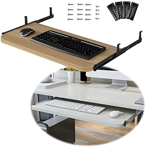 Plateau De Clavier En Bois 5 Couleurs Coulissant Sous Le Bureau, 54/60/70x27cm, Support De Tablette, Tiroir De Support De Clavier Réglable En Hauteur, Étagères De Rangement Pour Clavier Et Souris