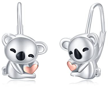 Koala Creolen Ohrringe Mädchen925 Sterling silber Koala Tropfen Leverback Ohrringe Süße Tiere Koalabär Schmuck Geschenke Hypoallergener für Damen Frauen