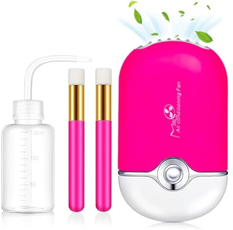 Lash Fan Dryer for Eyelash Extension USB Mini Portable Fans Rechargeable Electric Handheld Air Conditioning Lash Shampoo Brush Nose Blackhead Facial Cleaning Brushes Wash Squeeze Bottle (Purple)