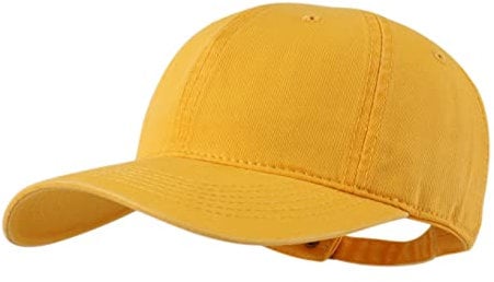 LANGZHEN Baseballkappe, Unisex, 100 % Baumwolle, passend für Herren und Damen, gewaschener Denim, verstellbarer Papahut, gelb, L