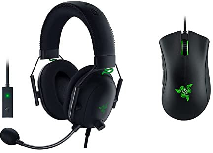 Razer BlackShark V2 - Casque Gaming Esports Premium Noir & DeathAdder Essential - Souris de Jeu Essentielle avec capteur Optique 6 400 DPI Noir