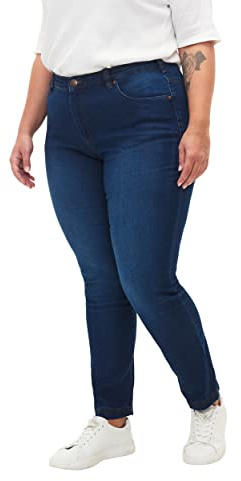 Zizzi Emily Jeans Damen Große Größen - Slim Fit Damenjeans mit Normaler Taillenhöhe/Mid Waist - Plus Size-Hose aus Baumwollmischung mit Stretch-Anteil