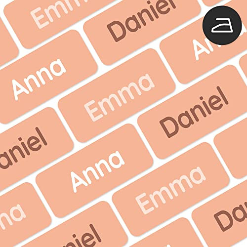 My Nametags® 56 Iron On Name Labels for Clothes | Waterproof & Washable Name Tags for Clothes & School Uniforms | Clothing Labels for Kids, School, Nursery, Kindergarten & Care Homes - Light Salmon