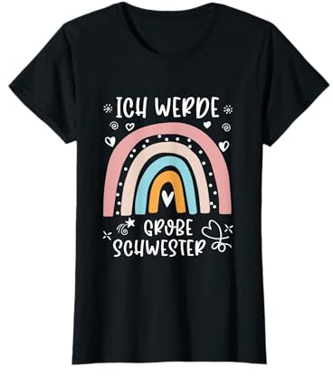 Nachwuchs verkünden Regenbogen Ich werde große Schwester T-Shirt