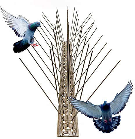 SPIRDS 10 m (20x50 cm) Balkon-Taubenabwehr Dichte Stacheln, Vogelabwehr zum Schutz von Blumenkasten Fensterbank Simse Dach, Taubenabwehr-Spikes rostfreier Stahl Taubenabwehrspitzen, 96 Stacheln/Meter