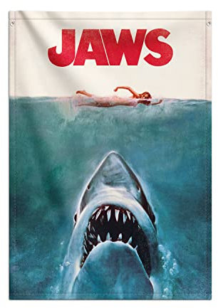 Grupo Erik WandDeko Rollbild Der Weiße Hai Jaws Kakemono aus Stoff Poster 70 x 100 cm - Offizielles Lizenzprodukt