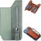 Multifunctional Adhesive Phone Wallet Card Holder,Universal Cell Phone Stick On Card Wallet Sleeve with Zipper,Textured Leather Mobile Phone Stand for Back Case,Flip Bracket (Green)