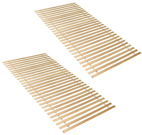 Gimisgu Rollrost Premium Lattenrost 90x200cm Rolllattenrost für Ihr Bet 28 holzlatten Bettrost fertig montiert Rollroste Holzlatten Latten Rost (2 Stück)