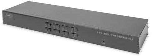 DIGITUS Switch KVM HDMI a 8 Porte - Comunicazione DDC - HDMI 1.4, HDCP 2.2 - UltraHD 4k30Hz - Porte USB per Mouse e Tastiera - Commutazione con Tasti di Scelta Rapida - Nessun Driver richiesto - Nero