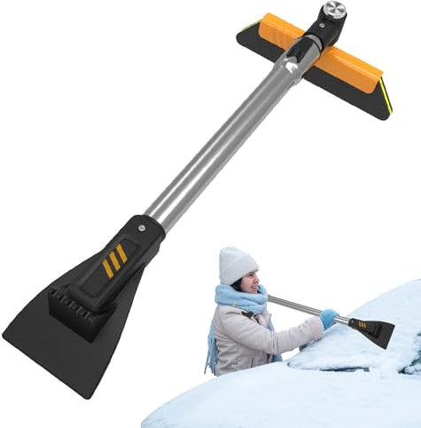 Kaxenig Auto-Eiskratzer Und Bürste | Teleskop-Schneekratzbürste Mit Eiskratzer | 2 In 1 Eiskratzer Schneebürste, 360-Grad-Drehung, 13 Einstellbare Stufen, Für LKW, Auto, Fahrzeugglas