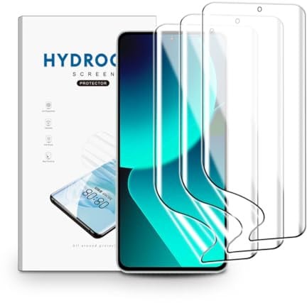 nvskvd Schutzfolie für Xiaomi 13T Pro, 3 Stück Hydrogel Folie Klar HD Weich TPU Displayschutzfolie Fingerabdruck-ID Unterstützen
